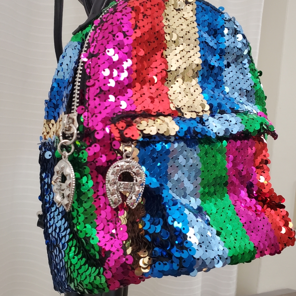 Betsey Johnson Mini Backpack Sequin Multi Color Spect… Gem